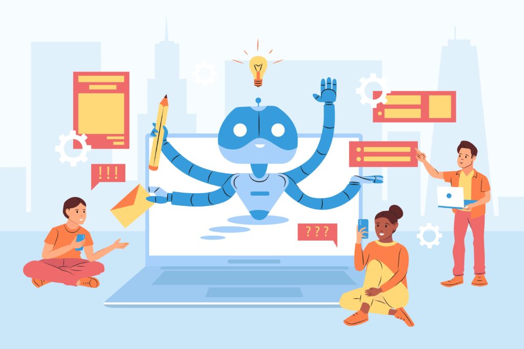 Vektor einer Ki die mit Menschen kommuniziert