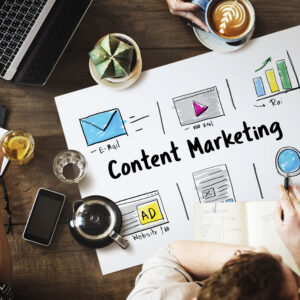 Plakat mit Begriffen rund um das Content-Marketing